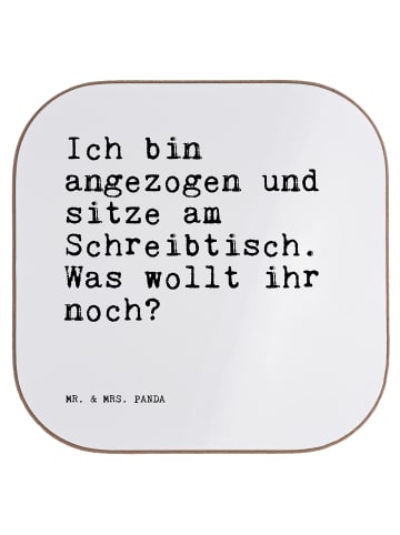 Mr. & Mrs. Panda Glas-Untersetzer Ich bin angezogen und... mit S... in Weiß