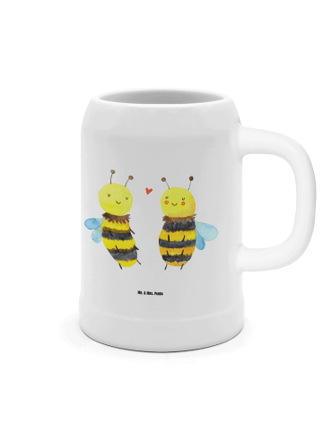 Mr. & Mrs. Panda Bierkrug Biene Verliebt ohne Spruch in Weiß