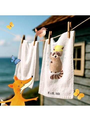 Mr. & Mrs. Panda Gästehandtücher Waschbär ohne Spruch in Weiß