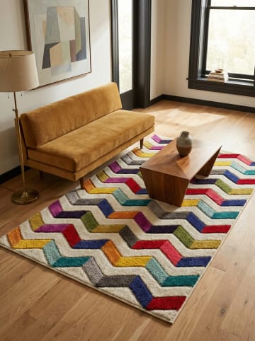 KADIMA DESIGN Farbintensiver Teppich mit geometrischem Präzisionsschnitt