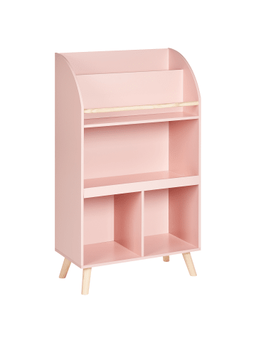 Beliani Bücherregal LILOET in Rosa/Heller Holzfarbton - (W) 60 x (H) 102 x (L) 30 cm