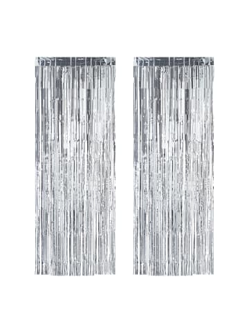 relaxdays 2er Set Partyvorhänge in Silber - (L)250 x (B)100 cm