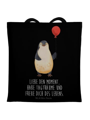 Mr. & Mrs. Panda Tragetasche Pinguin Luftballon mit Spruch in Schwarz