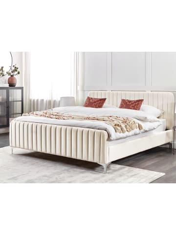 Beliani Doppelbett LUNAN in Beige/Silber - (W) 186 x (H) 101 x (L) 215 cm