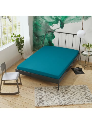 Erwin Müller Interlock-Jersey Spannbettlaken Nürnberg in petrol