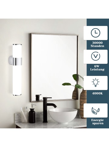 ZMH 2er-Set Spiegelleuchte in chrom 6W modern 4000K Neutralweiß L 35cm