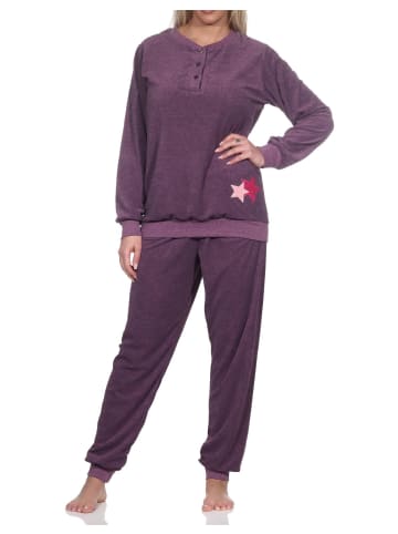 NORMANN Frottee Schlafanzug Homewear Loungewearr Sternen - 81727 in beere