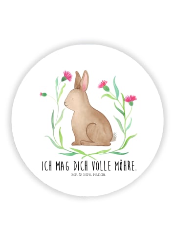 Mr. & Mrs. Panda Rund Magnet Hase Sitzen mit Spruch in Weiß