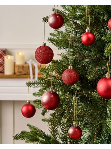 Beliani Weihnachtsbaumkugeln TYIN in Rot
