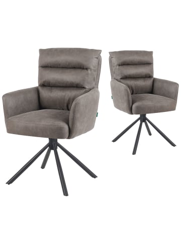 DUBI Möbel 2er-Set: Drehstuhl Mika-Jana in Taupe - (B)59 x (H)94 x  (T)66 cm