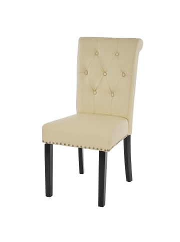 MCW 2er-Set Esszimmerstuhl Edinburgh II, Kunstleder, creme, dunkle Beine
