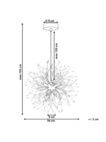 Beliani Pendelleuchten TOROLA in Gold/Transparent - (W) 56 x (H) 192 x (L) 56 cm