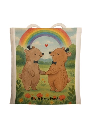 Mr. & Mrs. Panda Tote Bag Bären Gay Pride Design ohne Spruch in Weiß