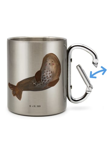 Mr. & Mrs. Panda Thermotasse Robbe Lachen ohne Spruch in Silber
