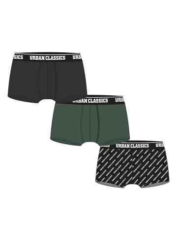 Urban Classics Boxershorts in darkgreen+black+branded aop
