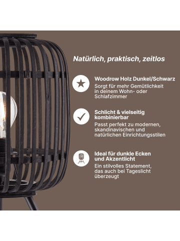 Brilliant Tischleuchte Woodrow ⌀ 30 cm in holz dunkel/schwarz