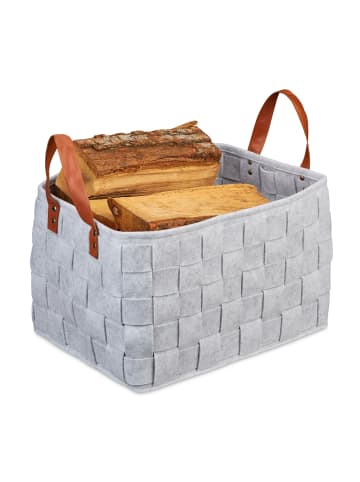 relaxdays 2 x Aufbewahrungskorb Filz in Grau