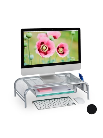 relaxdays Monitorständer in Silber - (B)51 x (H)15 x (T)29,5 cm