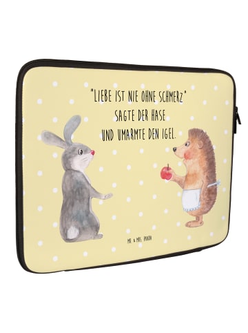 Mr. & Mrs. Panda Laptoptasche Hase Igel mit Spruch in Gelb Pastell