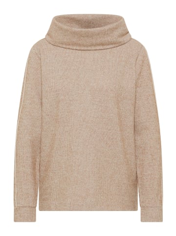 Cecil Cozy Melange Big Collar T-Shirt in Urban Taupe Melange
