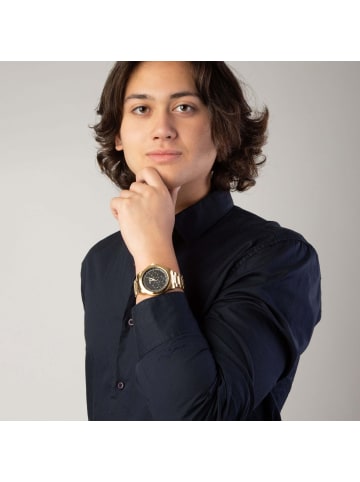 Lucardi Stahl Quarzuhr Regal Gold