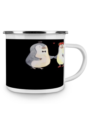 Mr. & Mrs. Panda Blechtasse Verlobung Schritt mit Spruch in Schwarz