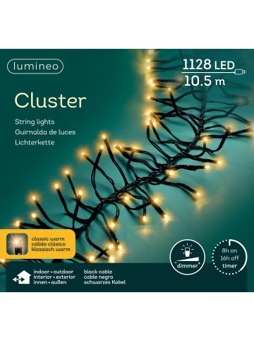 LUMINEO Lichterkette CLUSTER 1128 LED 10,5 m, schwarzes Kabel in klassisch warm