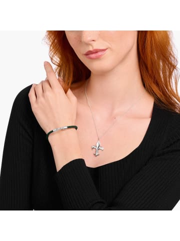 Thomas Sabo Lederarmband Schmal In Grün in silber, grün