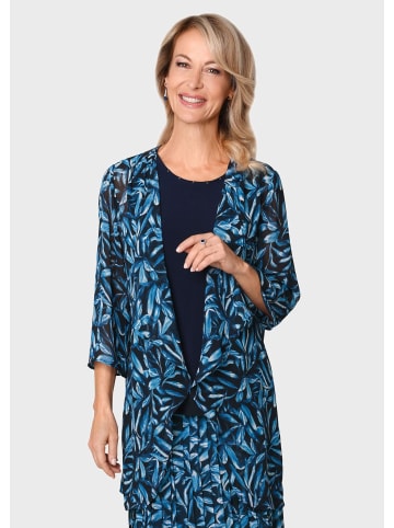 GOLDNER Kurzgröße:  Set (Chiffonhülle + Top) in mitternachtsblau / royalblau / gemustert