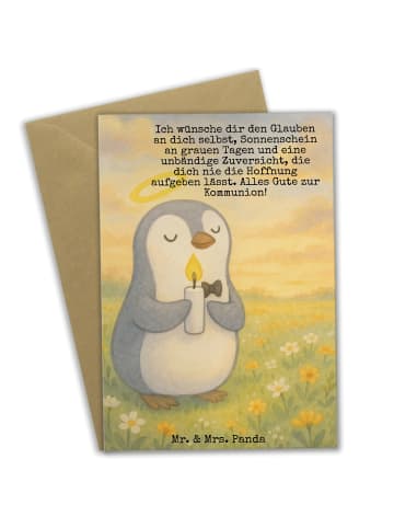 Mr. & Mrs. Panda Beileidskarte Pinguin Kommunion Design mit Spruch in Weiß