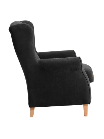 58 aufm Kessel OHRENSESSEL Karlen Bezug Veloursstoff Buche natur / schwarz