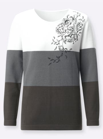 WITT WEIDEN Langarm-Pullover in anthrazit-ecru-gemustert