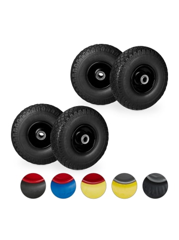 relaxdays 4x Sackkarrenrad "3.00-4" in Schwarz