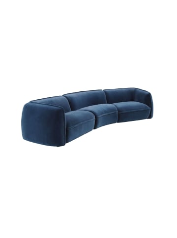 Angel Cerdá 3‑Sitzer‑Sofa aus dunkelblauem Samt, Modell 6372, schwarze Edelstahlbeine