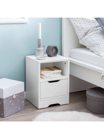 KADIMA DESIGN Nachtkonsole WL5.700 31x43x31cm Matt 1 Schublade und Ablagefach, in Weiß