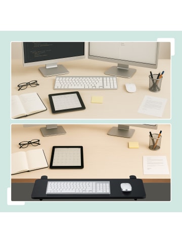 relaxdays Schreibtischverlängerung in Schwarz - (B)65 x (T)24 cm