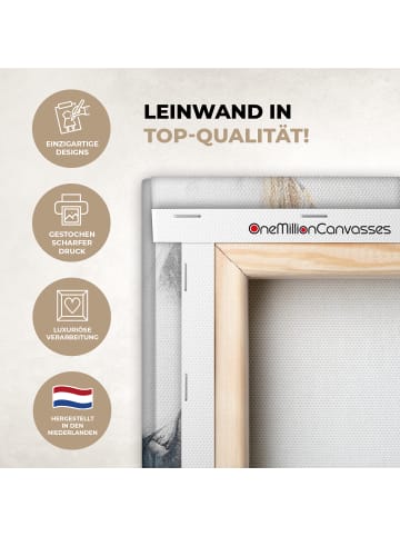MuchoWow Leinwand Bilder Abstrakte Kunst weiß gold