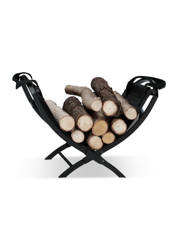 relaxdays Kaminholzkorb in Schwarz - (B)43,5 x (H)32 x (T)32 cm