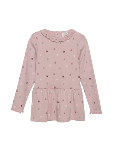 Minymo Longsleeve MITunic LS Rib AOP - 123304 KW Langarmshirt mit Raffungen in Rosa