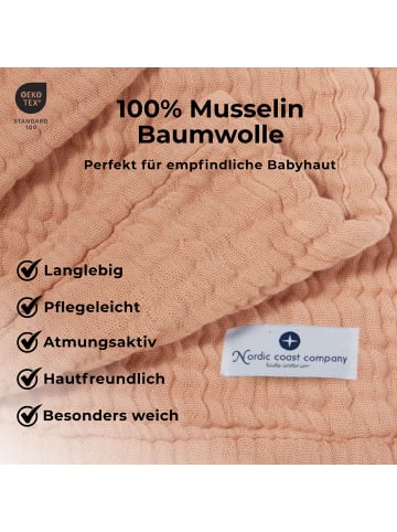 nordic coast company  Musselindecke, Puckdecke, Einschlagdecke, Babydecke Musselin, atmungsaktiv