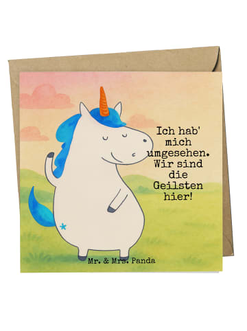 Mr. & Mrs. Panda Grußkarte Einhorn Mann Design mit Spruch in Weiß
