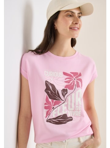Cecil T-Shirt mit Boatneck und Frontprint in Rosa