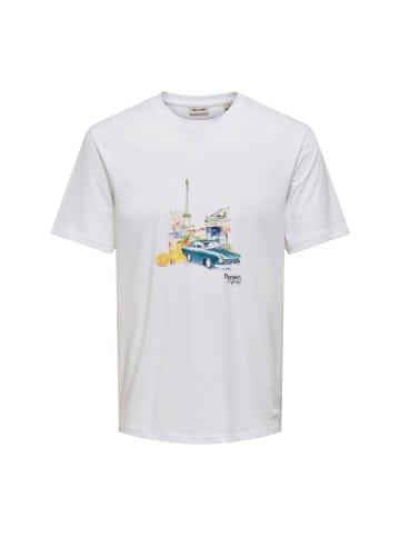Only&Sons T-Shirt 'Mass Parisien' in weiß