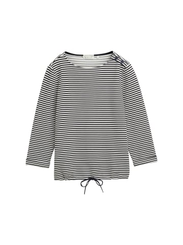Tom Tailor Geripptes Langarmshirt mit Rundhalsausschnitt und Kordelzug in Navy
