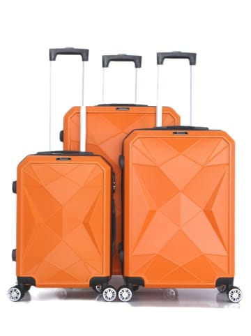 Cheffinger Reisekoffer ABS-03 Koffer 3-teilig Hartschale Trolley Set in Orange