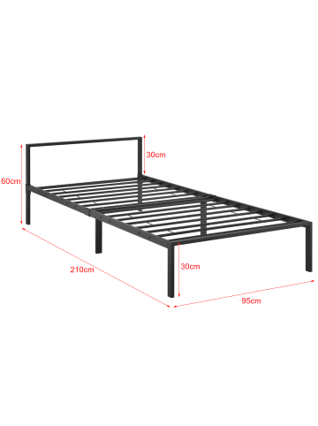 en.casa Metallbett Imatra mit Matratze in Schwarz (B)90cm