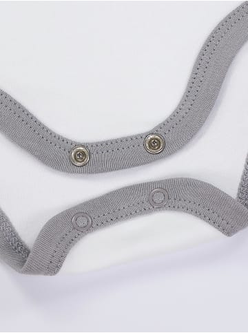 TupTam Baby Bekleidungsset Langarmbody Hose Mütze3 teilig in grau/weiß
