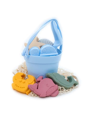 Intirilife Sandspielzeug 9-tlg. Set Silikon Kinder Strand Spielzeug in Blau