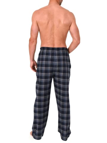 NORMANN Lange Schlafanzug Pyjama Flanell Hose kariert - 88090 in grau/marine