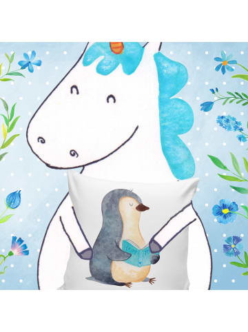 Mr. & Mrs. Panda Deko Kissen Pinguin Buch ohne Spruch in Weiß